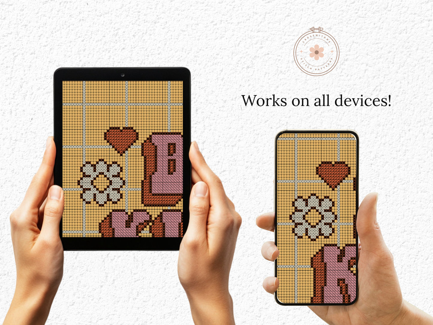 Be Kind Colorful Cross Stitch Pattern - Retro Quote Design - PDF