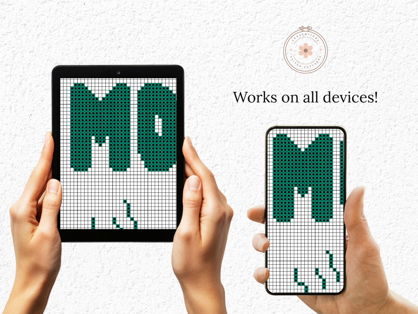 More Coffee cross stitch pattern in modern bold typography – instant PDF download.