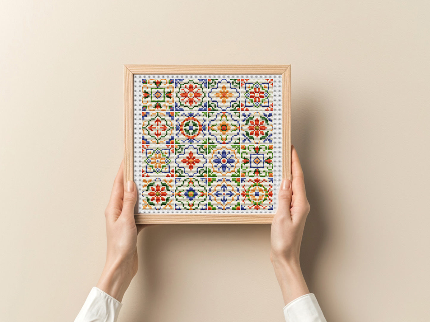 Abstract Tile Cross Stitch Pattern PDF Geometric Design