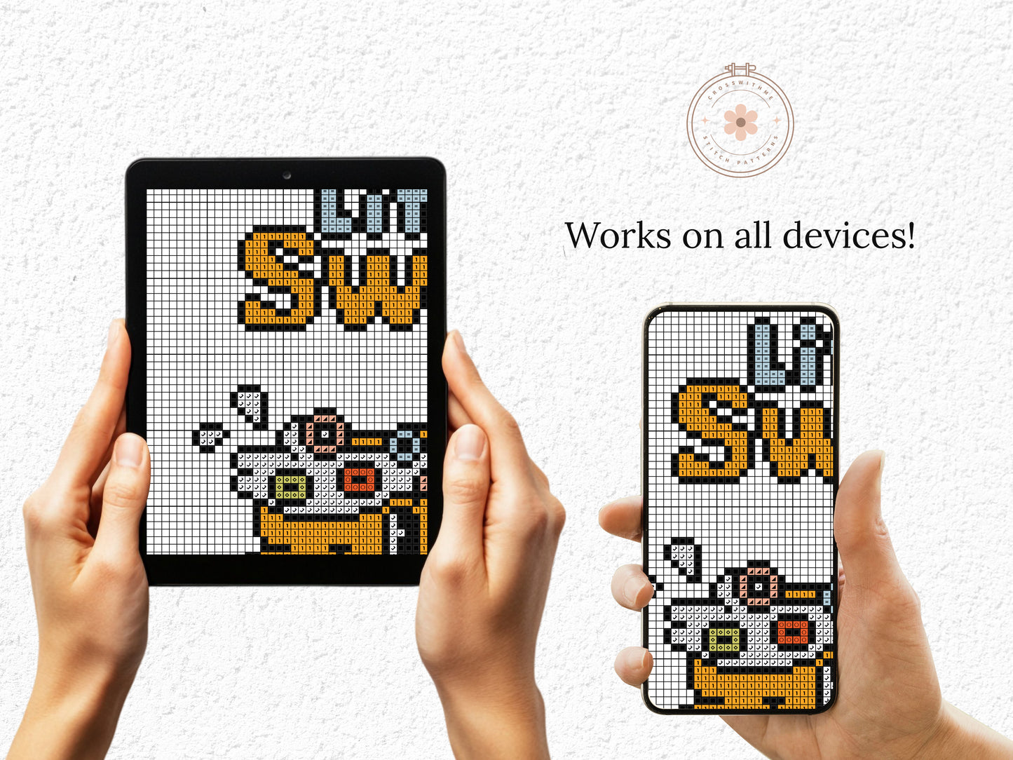 Life Is Sweet cross stitch pattern – funny retro quote embroidery PDF with trendy colors, positive modern wall decor