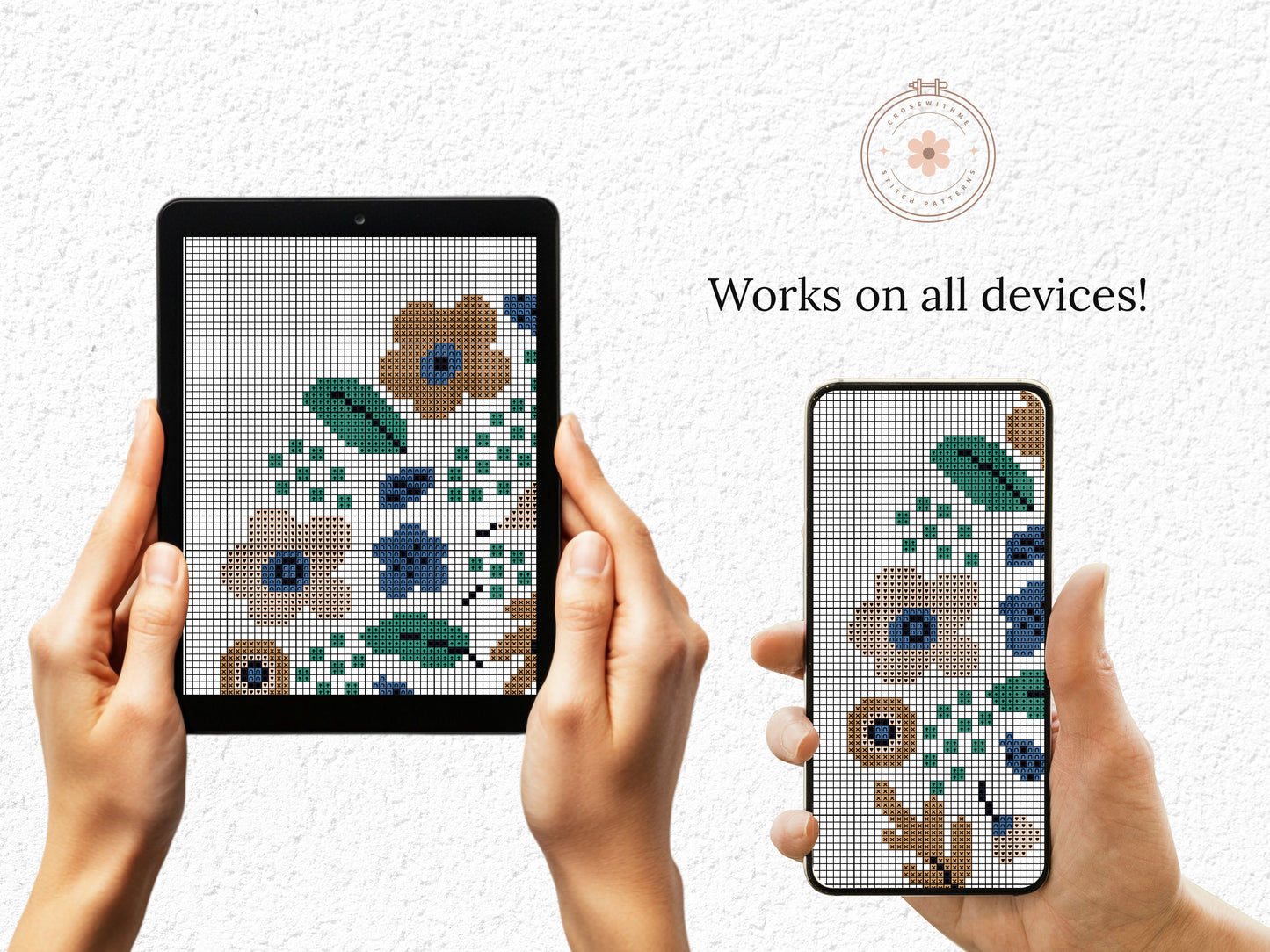 Modern Floral Bouquet Cross Stitch Pattern – PDF Chart