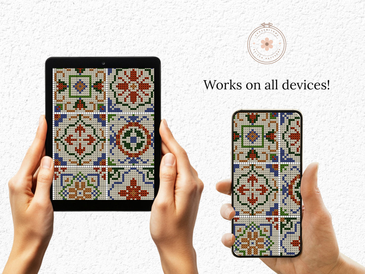 Abstract Tile Cross Stitch Pattern PDF Geometric Design
