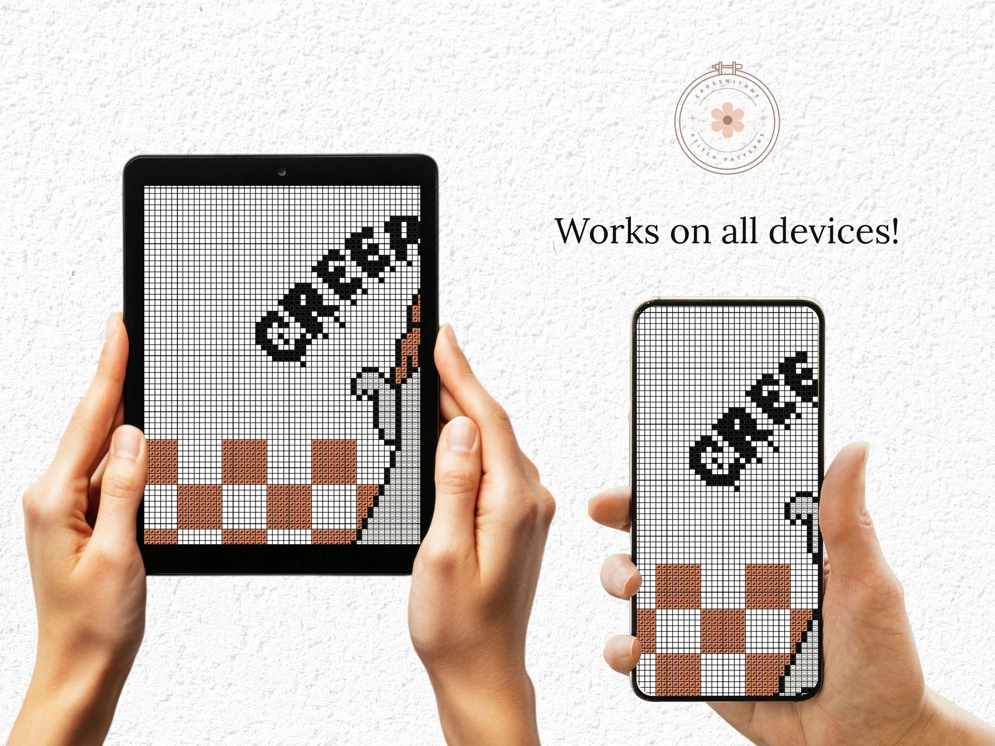 Creepy ghost Halloween cross stitch pattern, spooky embroidery design