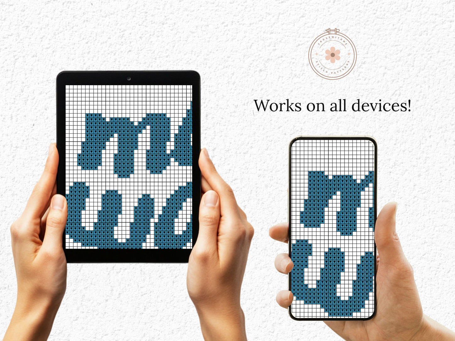 Make Waves cross stitch pattern – beginner surf vibes – modern summer beach embroidery PDF
