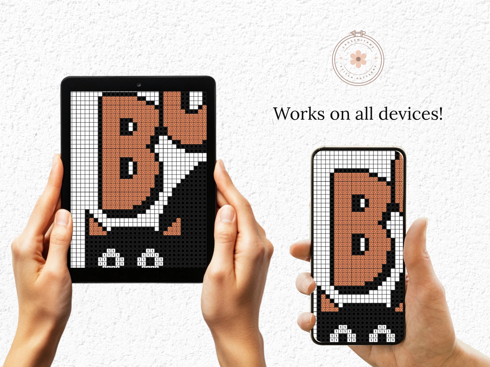 Boo Halloween cat cross stitch pattern, spooky cute embroidery design