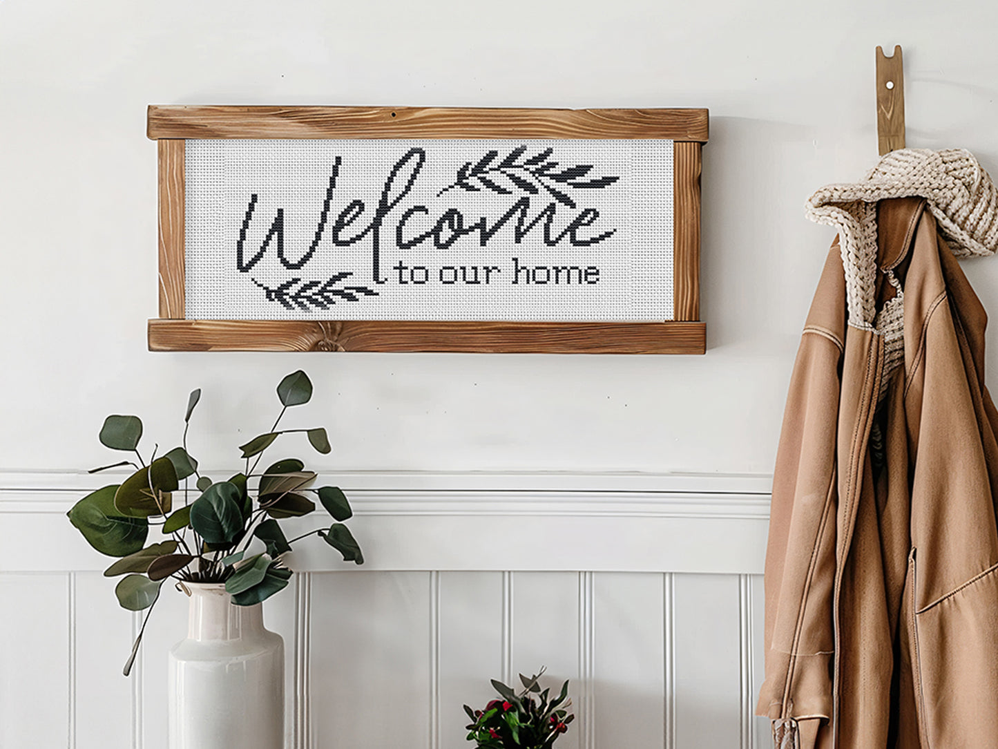 Welcome to Our Home Cross Stitch PDF – Rustic Farmhouse Quote