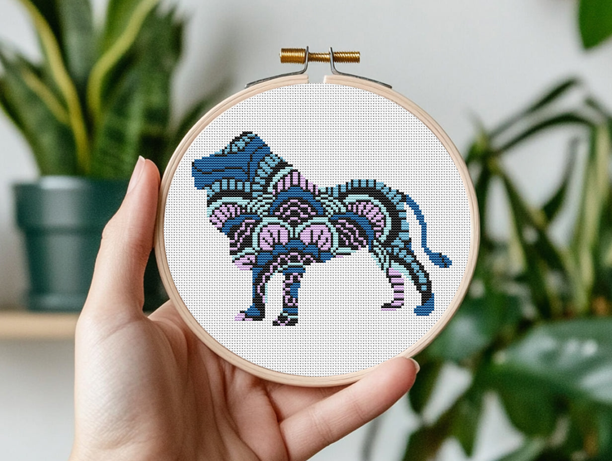 Mandala Lion Cross Stitch Pattern PDF Download