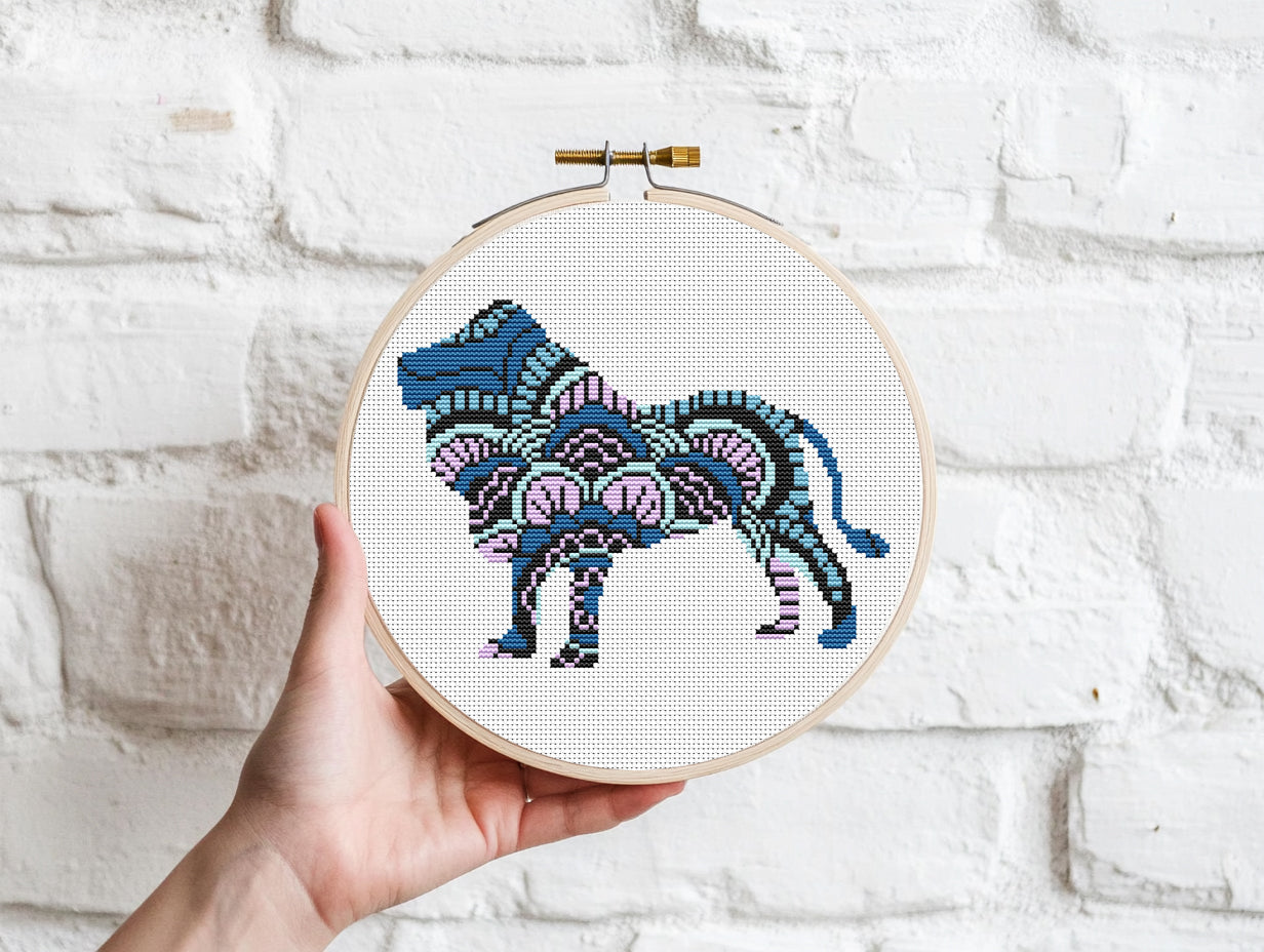 Mandala Lion Cross Stitch Pattern PDF Download