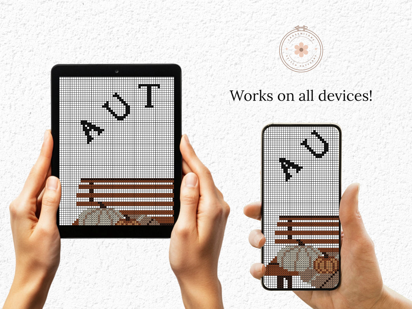 Autumn Text and Pumpkins on a Bench Cross Stitch Pattern – Cozy Fall PDF