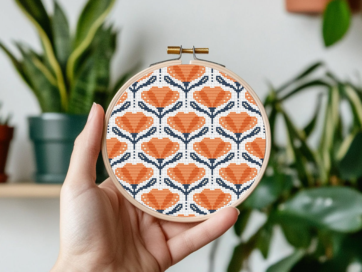 Geometric Floral cross stitch patterns - PDF charts