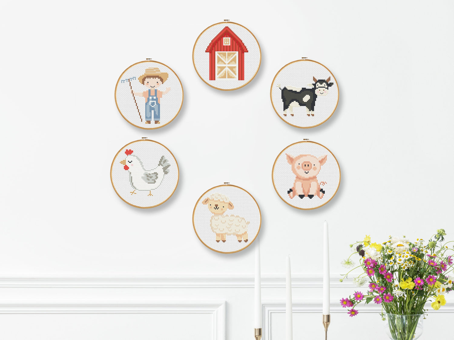 Playful cross stitch pattern in PDF format for decorating a boy’s room