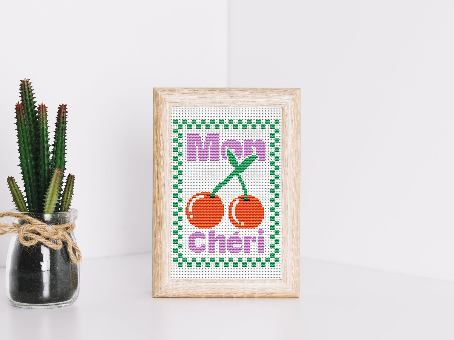 Cross stitch pattern with a modern and trendy design in PDF format for embroidery