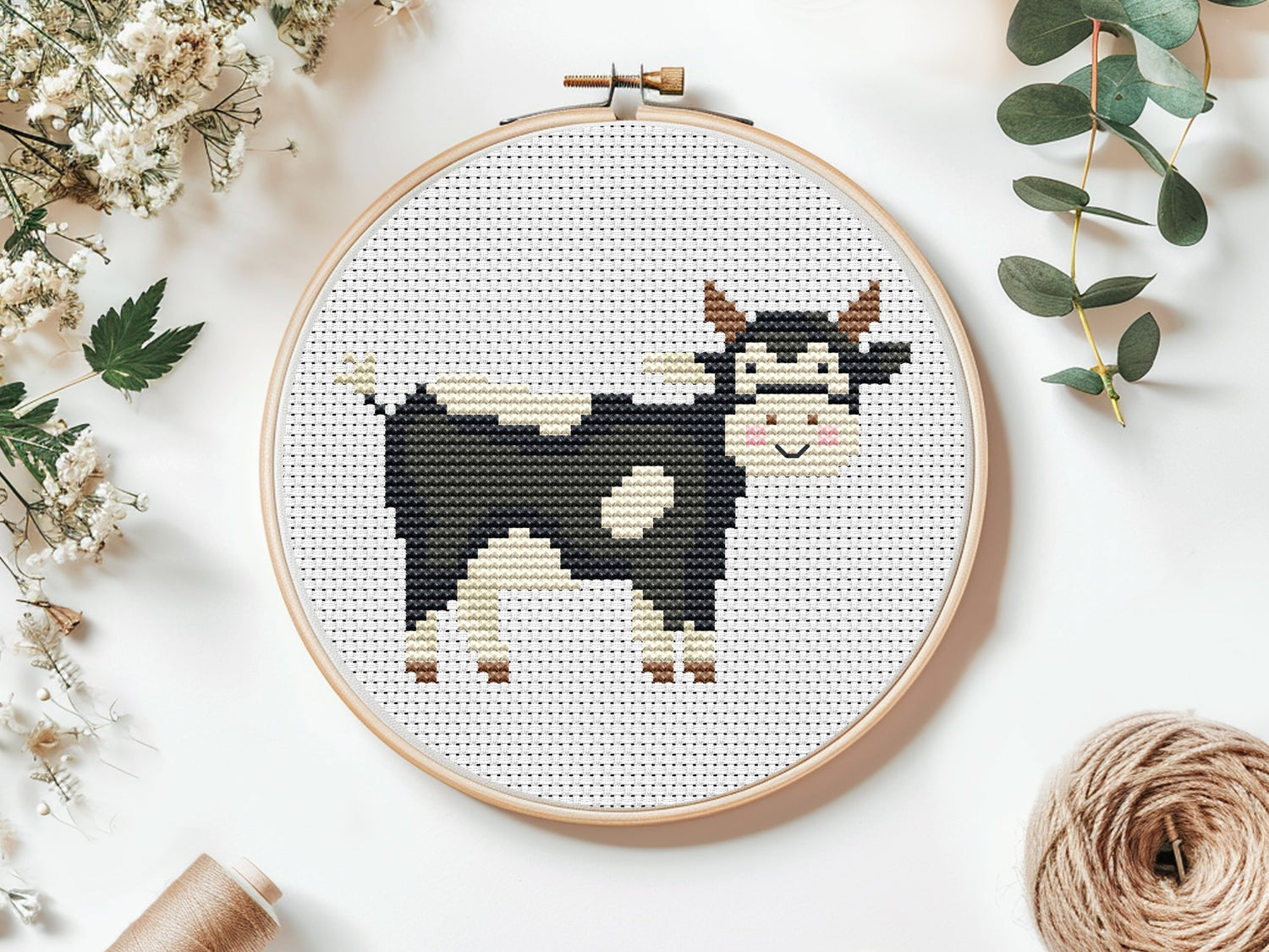 Cross stitch pattern with cute animal design in PDF format for embroidery