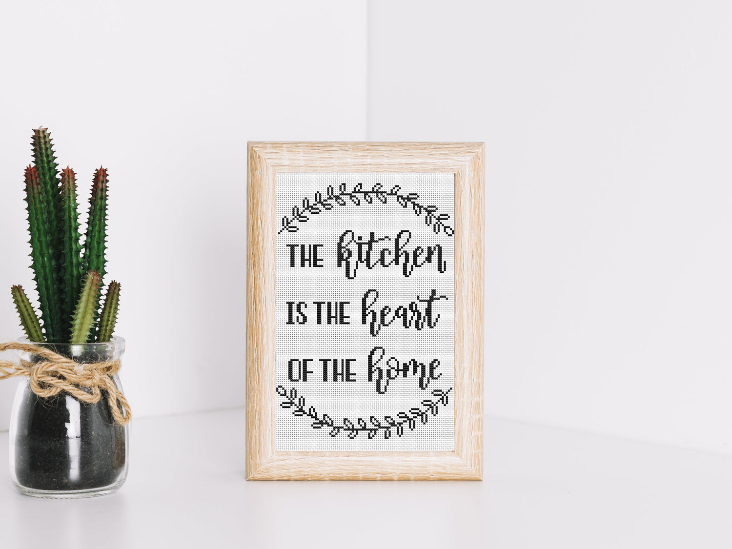 Cross stitch pattern with charming kitchen design in PDF format for embroidery