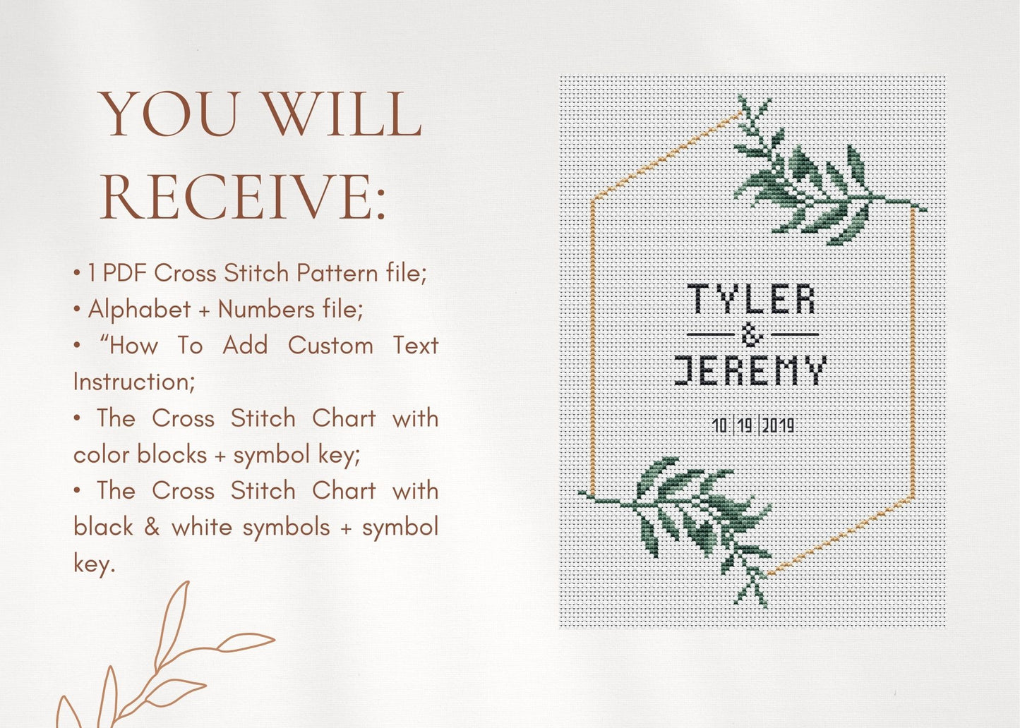 Wedding Personalized Cross Stitch Pattern – PDF – Alphabet Included