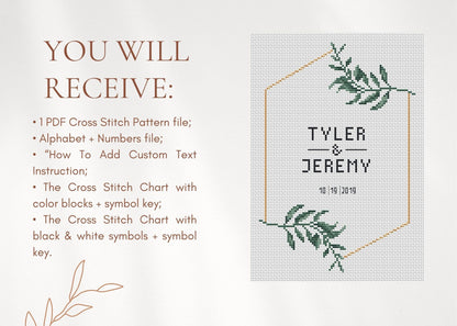 Wedding Personalized Cross Stitch Pattern – PDF – Alphabet Included