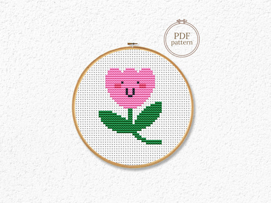 Mini flower cross stitch pattern – simple floral embroidery – beginner-friendly PDF