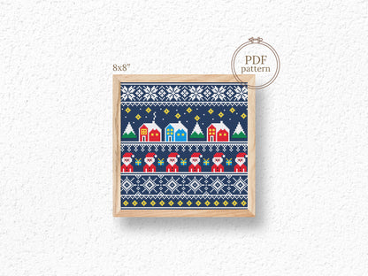 Christmas ornaments cross stitch pattern, festive holiday embroidery design