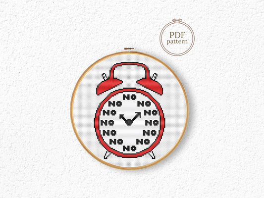Alarm Clock Funny Cross Stitch Pattern PDF Easy Design