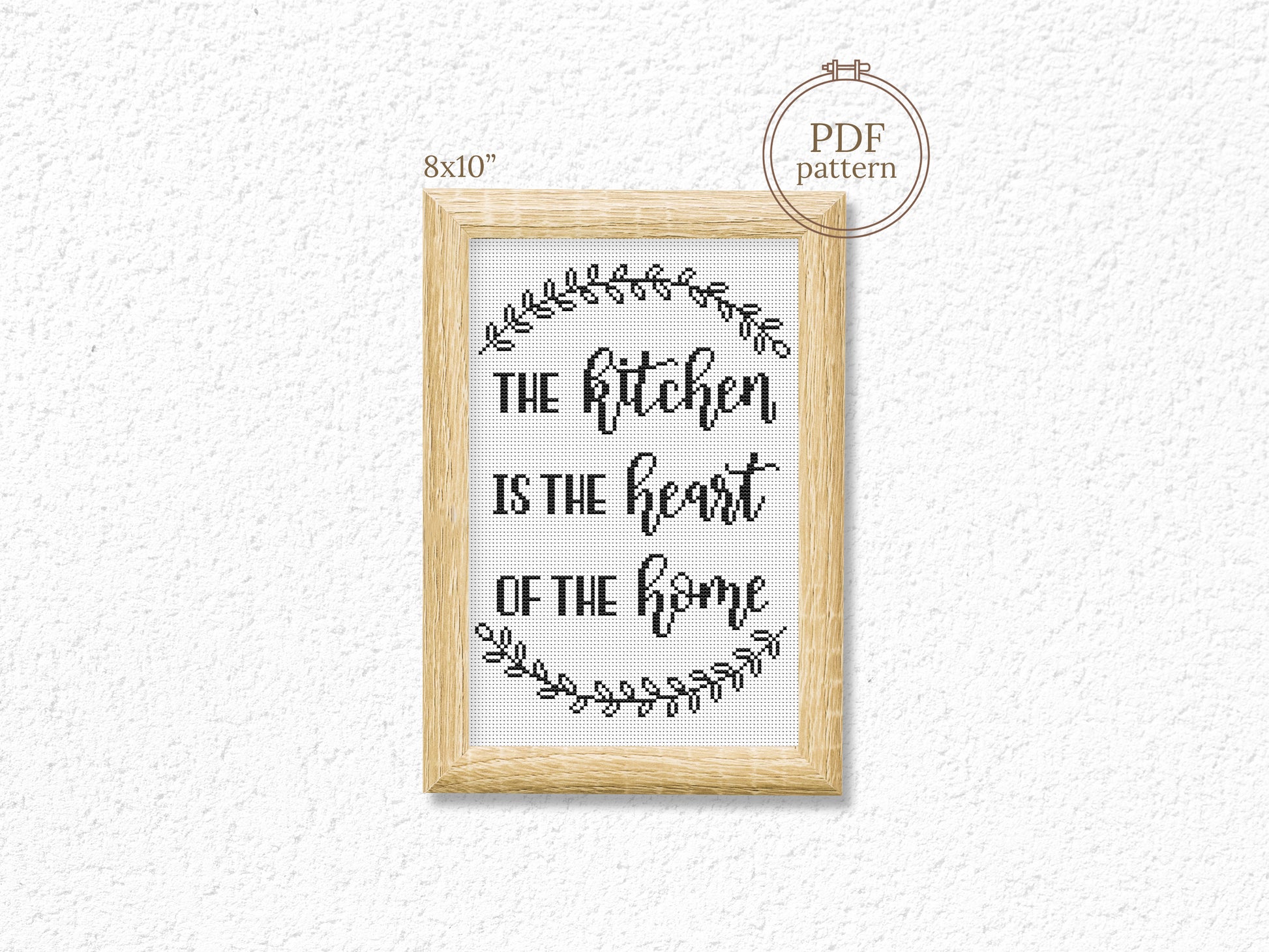 Kitchen quote cross stitch pattern – modern minimalist embroidery PDF, funny cooking decor for dining room or gift