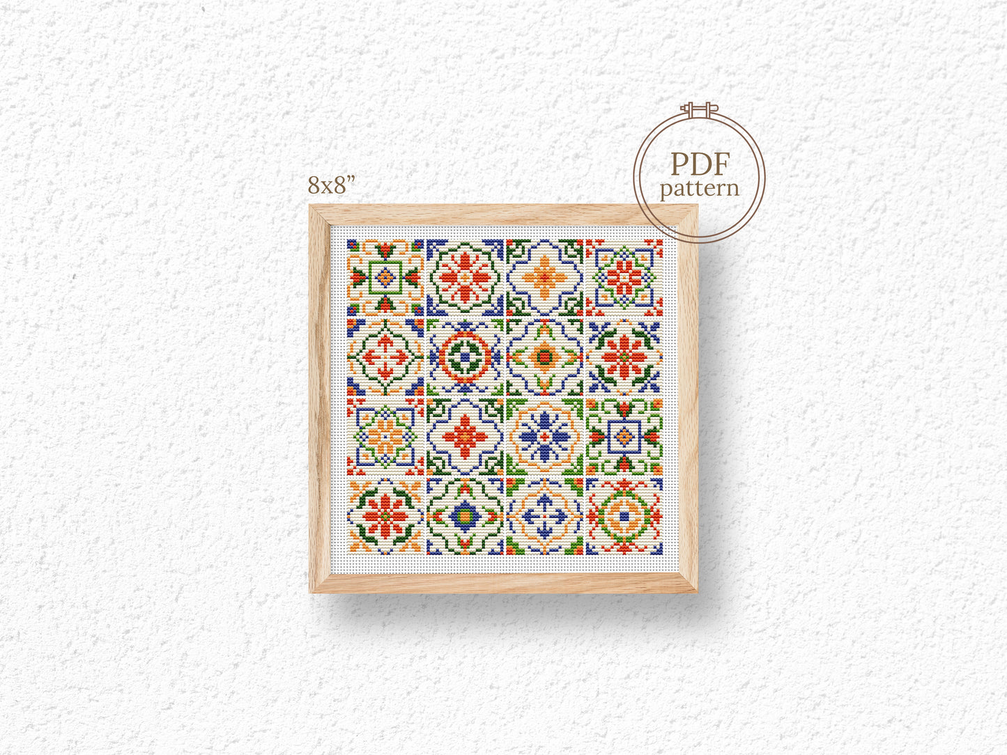 Abstract Tile Cross Stitch Pattern PDF Geometric Design