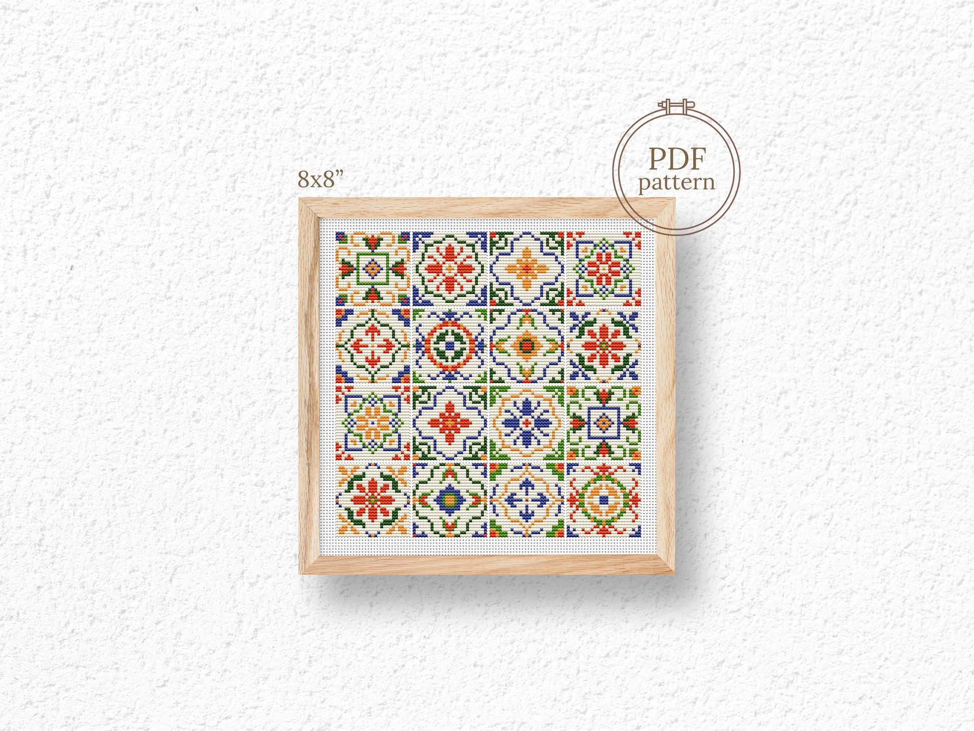 Abstract Tile Cross Stitch Pattern PDF Geometric Design