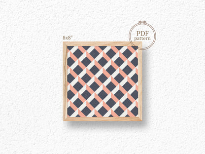 Modern geometric cross stitch pattern with abstract shapes and clean lines
