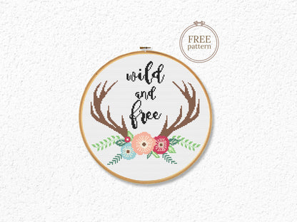 Wild and Free - Cross Stitch Pattern – Boho Design - Free PDF chart
