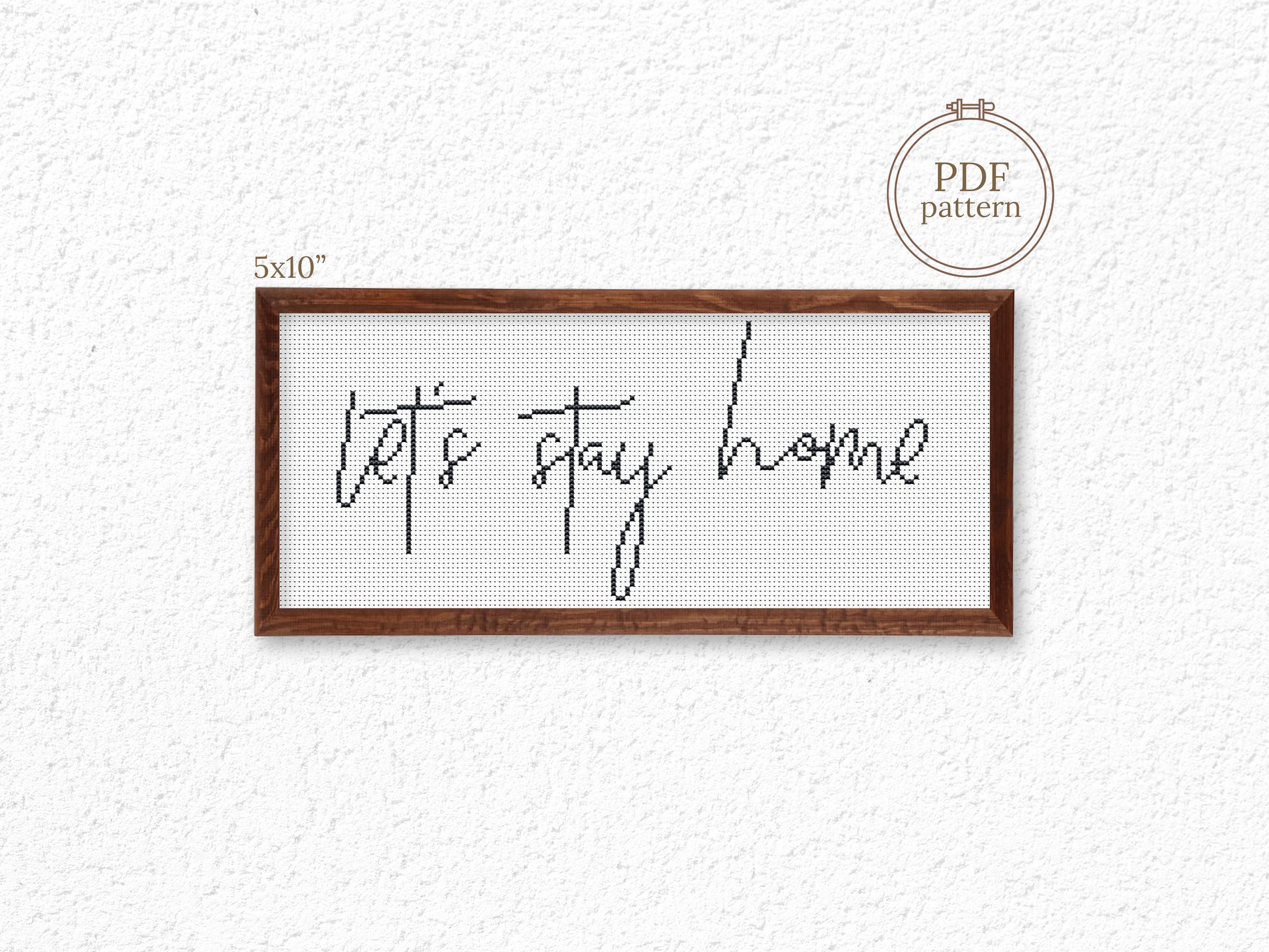 Let’s stay home cross stitch pattern – minimalist rustic quote – cozy farmhouse embroidery PDF
