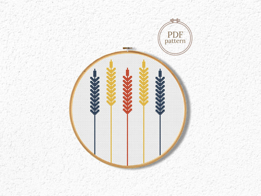 Autumn Spikes free cross stitch pattern with fall design
