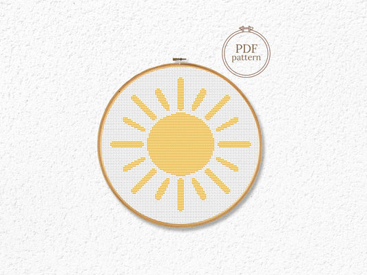 The Sun Surf Vibes cross stitch pattern – modern summer beach embroidery PDF