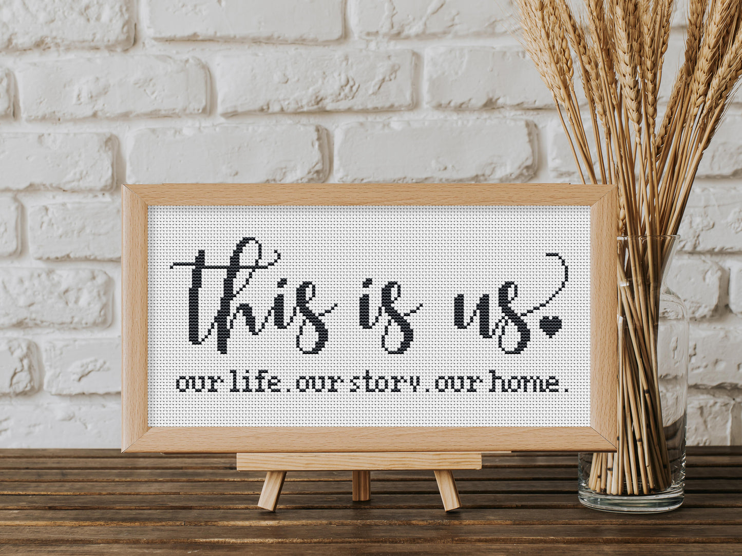 This Is Us cross stitch pattern – rustic family quote – modern farmhouse PDF embroidery design