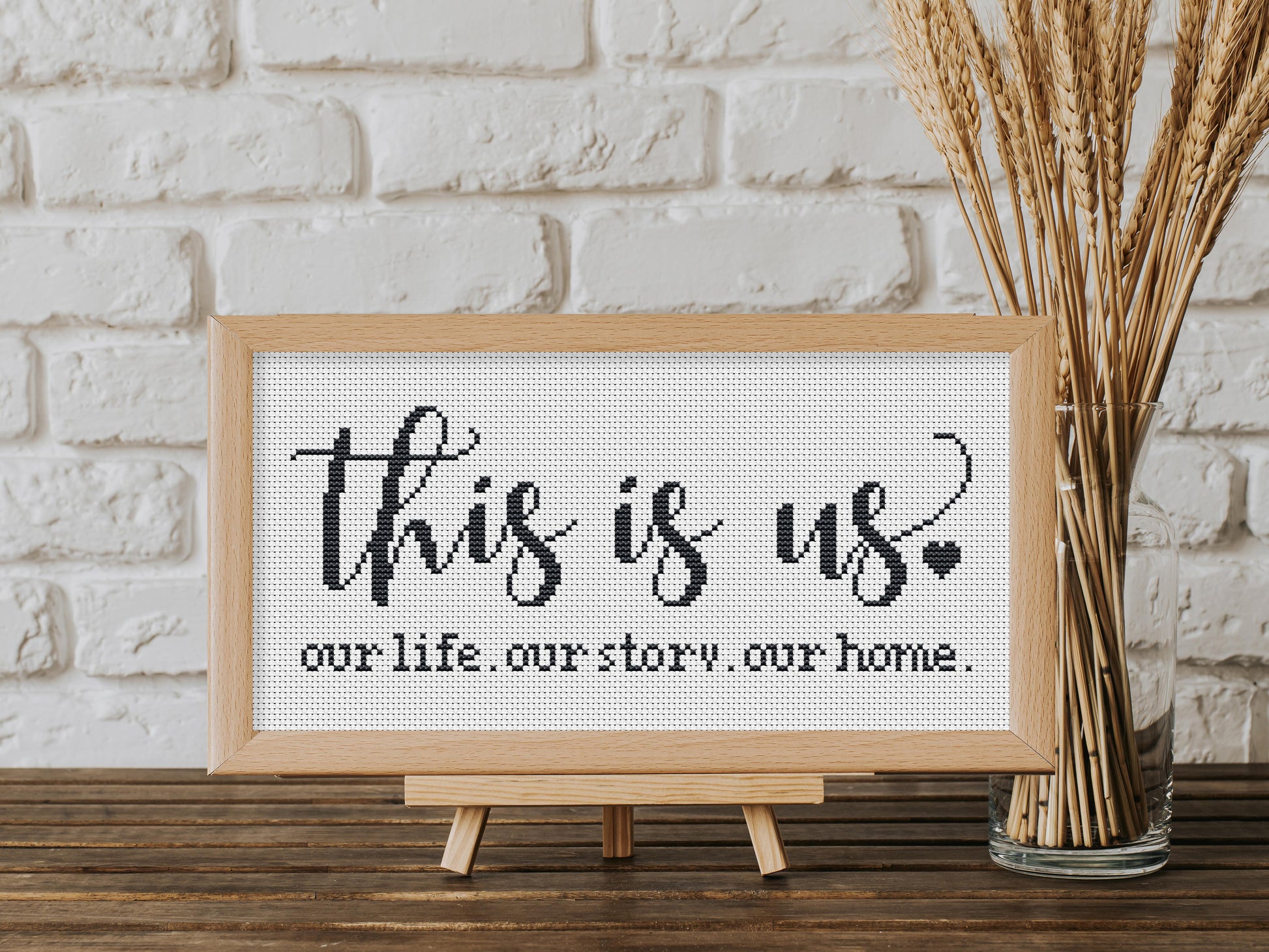This Is Us cross stitch pattern – rustic family quote – modern farmhouse PDF embroidery design