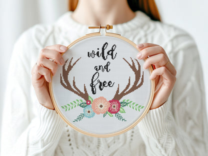 Wild and Free - Cross Stitch Pattern – Boho Design - Free PDF chart