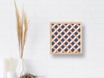 Modern geometric cross stitch pattern with abstract shapes and clean lines