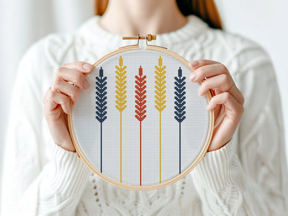 Autumn Spikes free cross stitch pattern with fall design