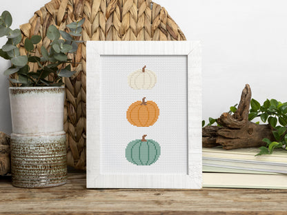 Pumpkins Autumn Cross Stitch Pattern –  Fall Cozy Design - PDF file