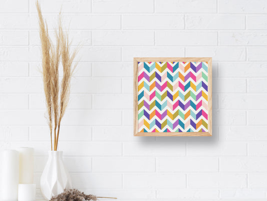 Geometric chevron cross stitch pattern – colorful modern PDF embroidery design for abstract wall decor