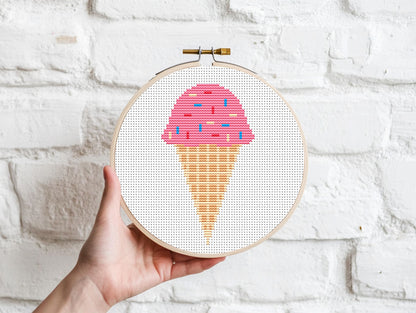 Mini Ice-cream cross stitch pattern - Beginner friendly PDF