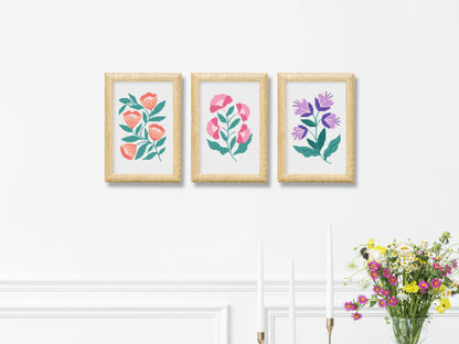 Digital flower embroidery pattern for hoop wall art