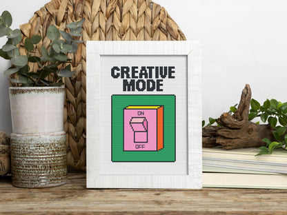 Creative Mode cross stitch pattern – inspirational quote embroidery PDF for modern decor