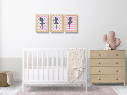 Set of three ballerina cross stitch patterns for girl’s room décor