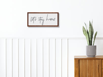 Let’s stay home cross stitch pattern – minimalist rustic quote – cozy farmhouse embroidery PDF