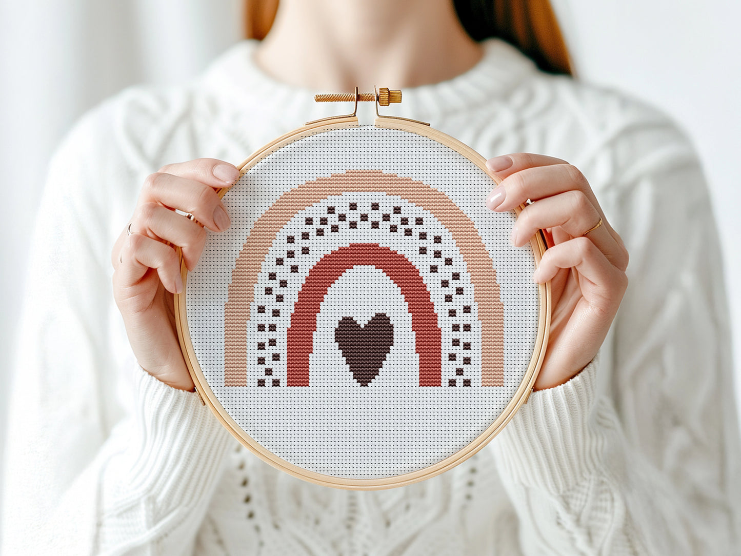 Boho rainbow cross stitch pattern 