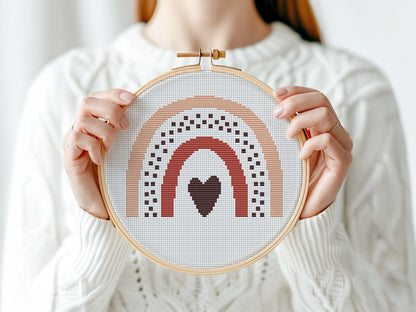 Boho rainbow cross stitch pattern 
