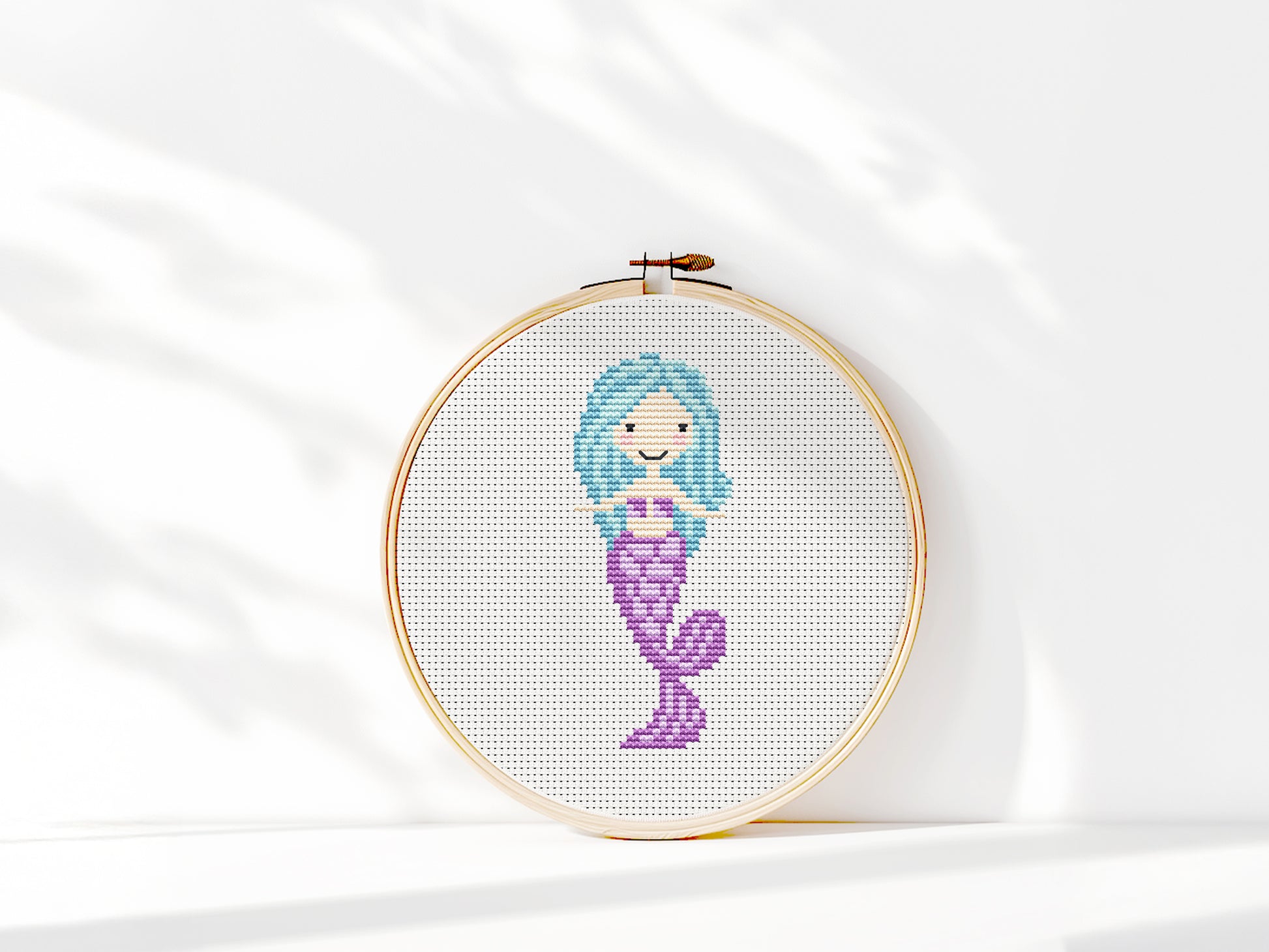Colorful mermaid cross stitch pattern set – 5 cute PDF charts for nursery room decor