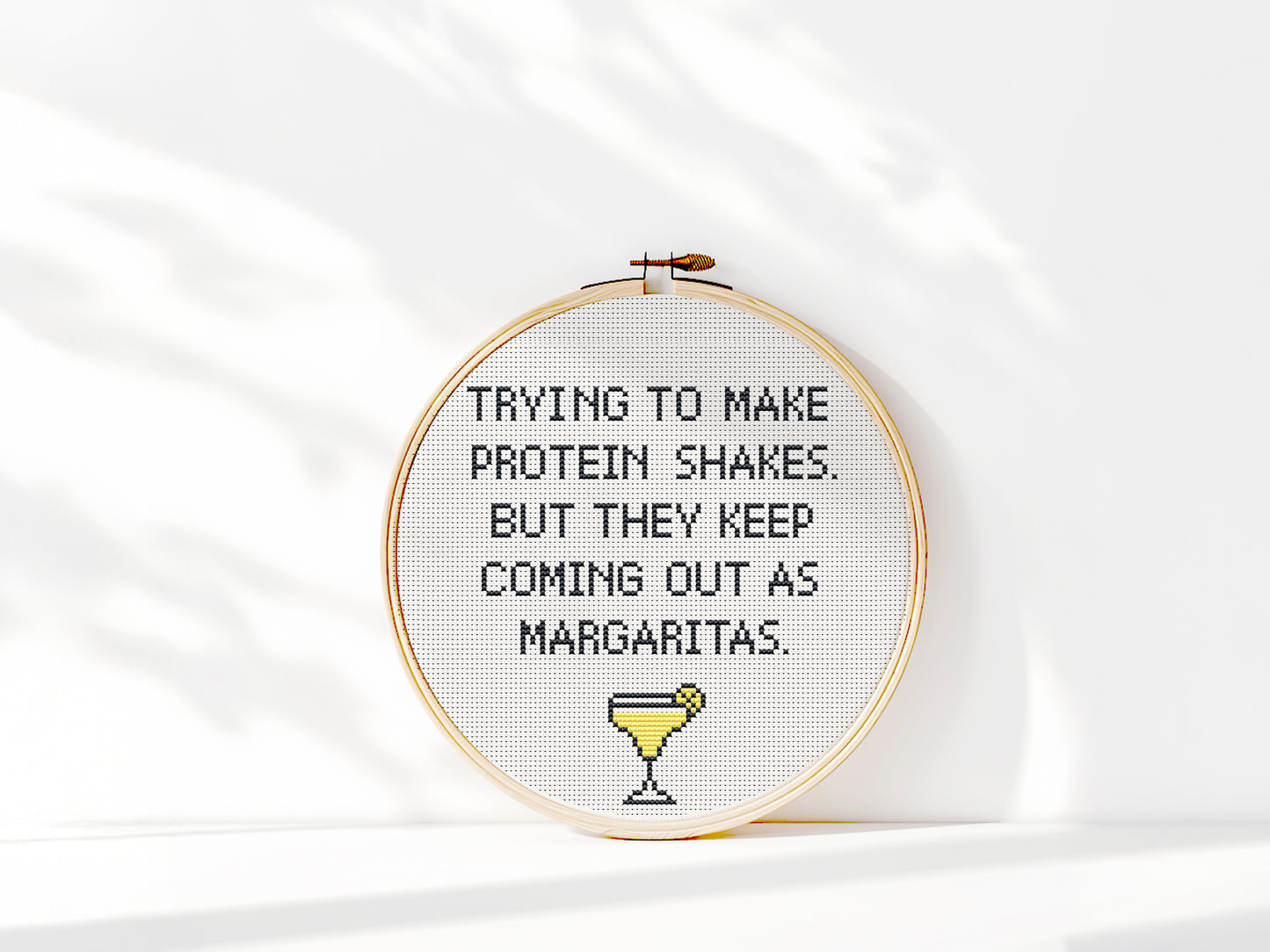 Margarita cocktail funny quote cross stitch pattern – modern and beginner-friendly PDF design