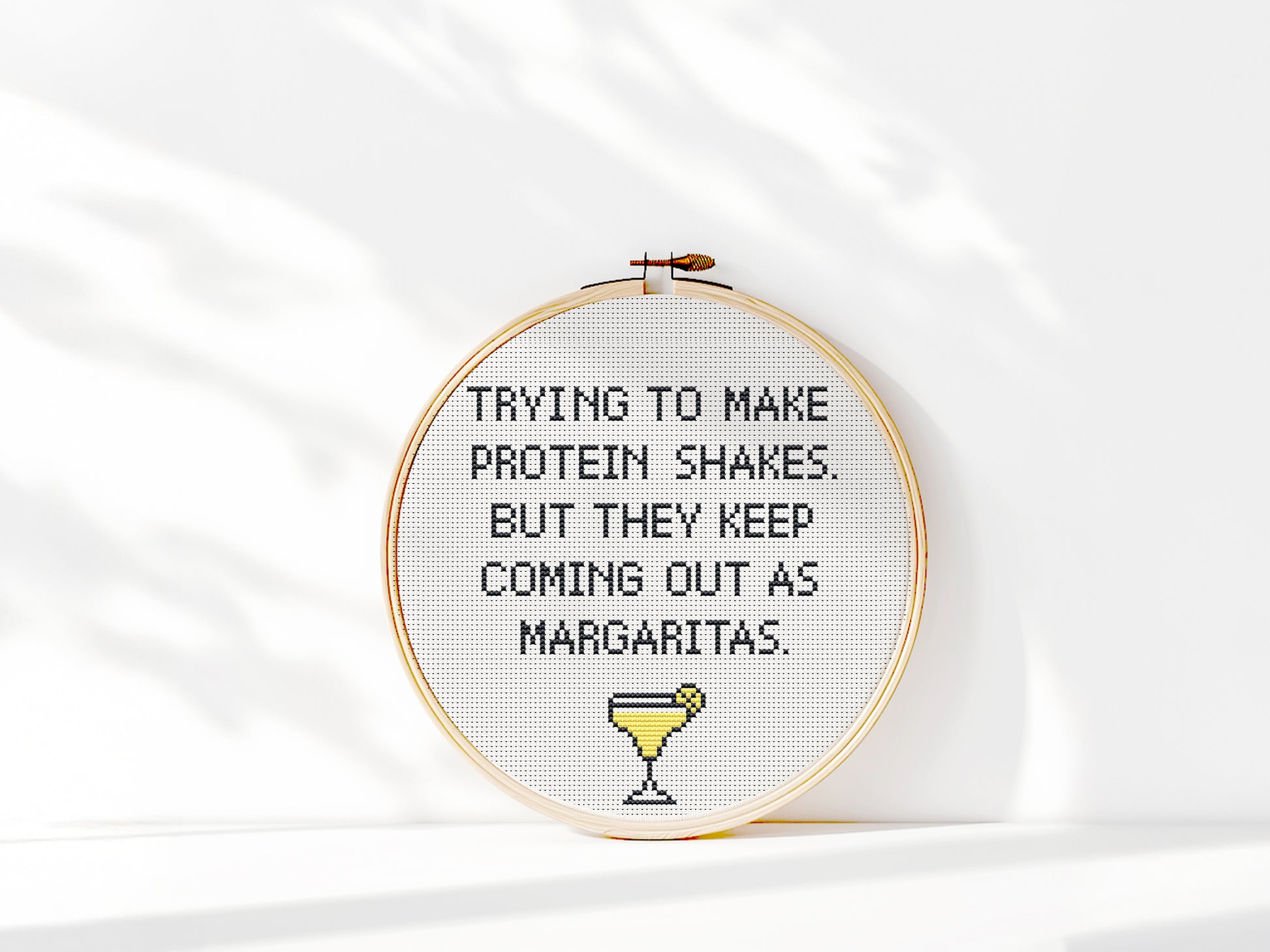 Margarita cocktail funny quote cross stitch pattern – modern and beginner-friendly PDF design