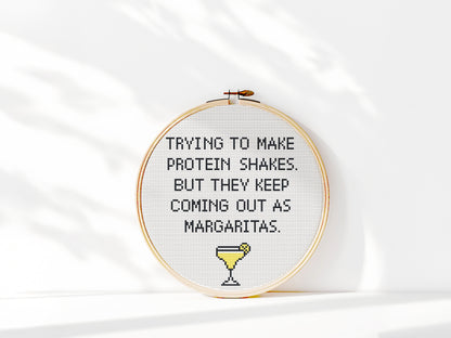 Margarita cocktail funny quote cross stitch pattern – modern and beginner-friendly PDF design