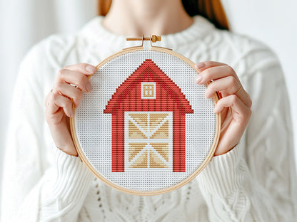Set of 6 farm animal cross stitch patterns – cow, pig, sheep, chicken, horse, and duck – PDF embroidery charts for kids